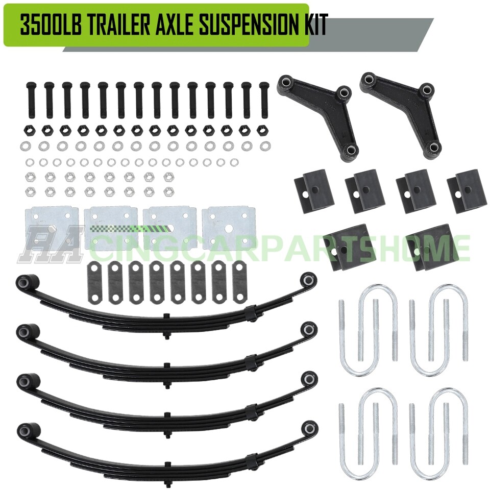 3500lbs Tandem Trailer Axle Suspension Kit Leaf Springs U-bolt + Hanger Set