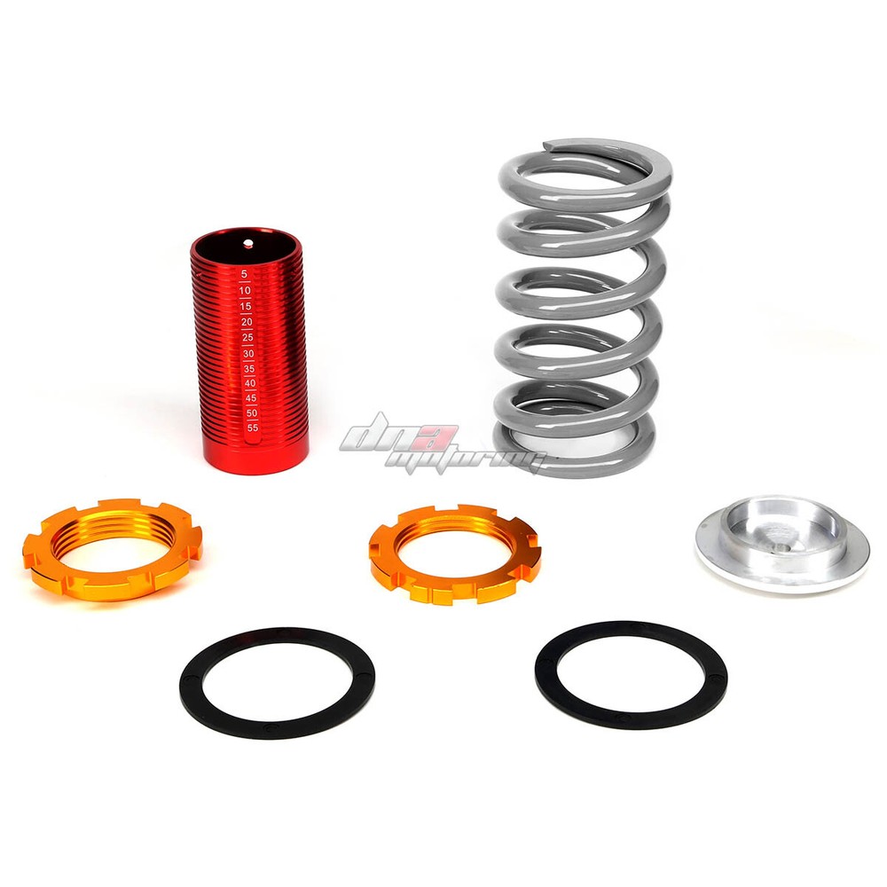 SILVER ADJUSTABLE 1-4"RED SCALE SUSPENSION COILOVER SPRING FOR 88-00 EG EK EM DC