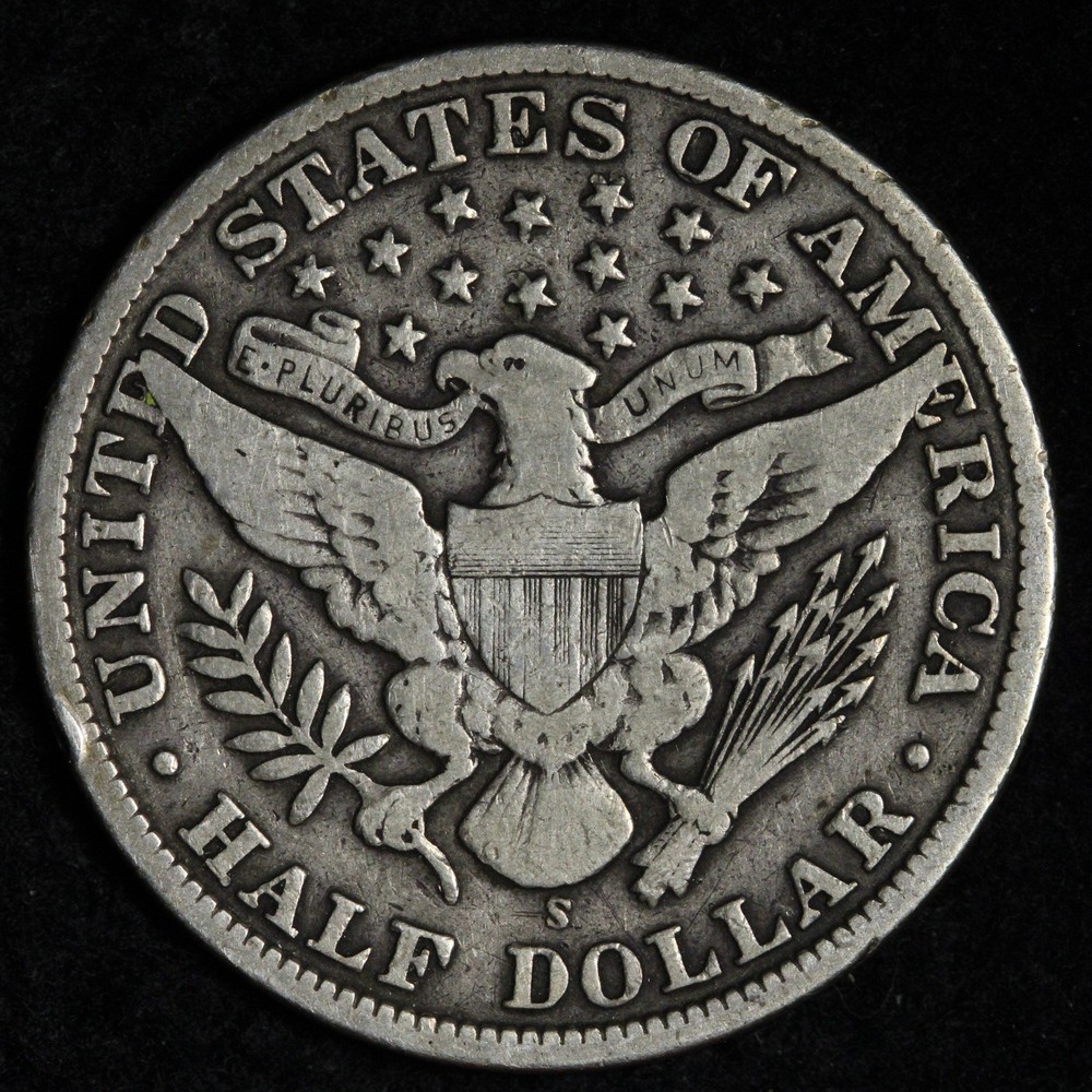 1909-S Barber Silver Half Dollar FINE+/VF E368 DIAHR