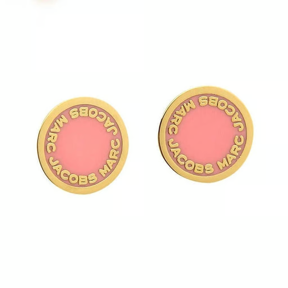M0008544 MARC JACOBS LOGO DISC ENAMEL STUDS PEACH ROSEGOLD
