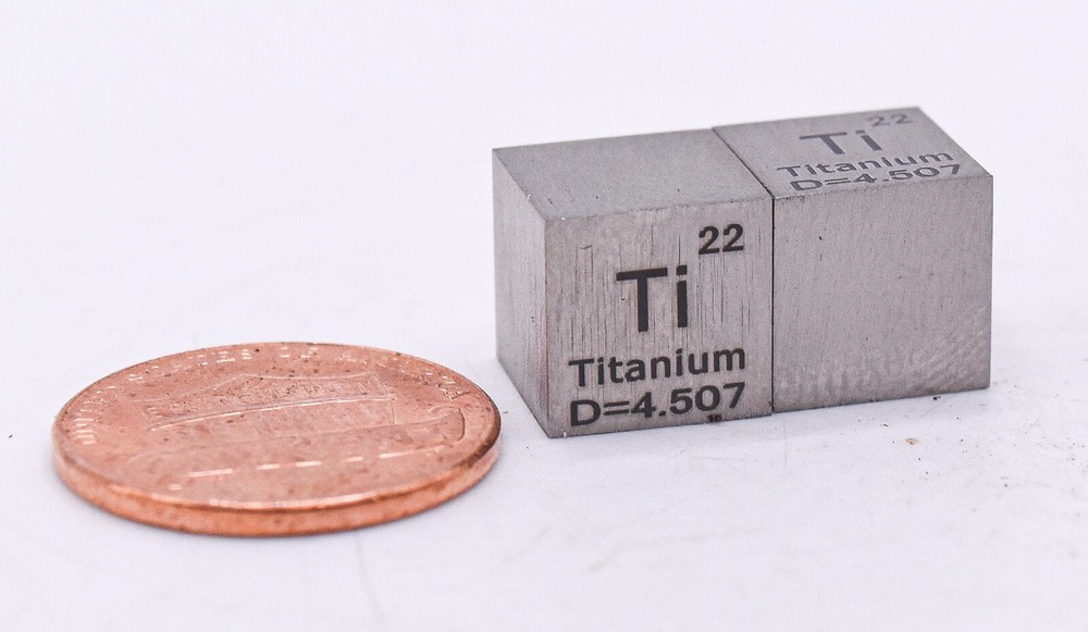 0.39" 10mm Titanium Cube Pure 99.9% Periodic Table Element Engraved Density 1PC