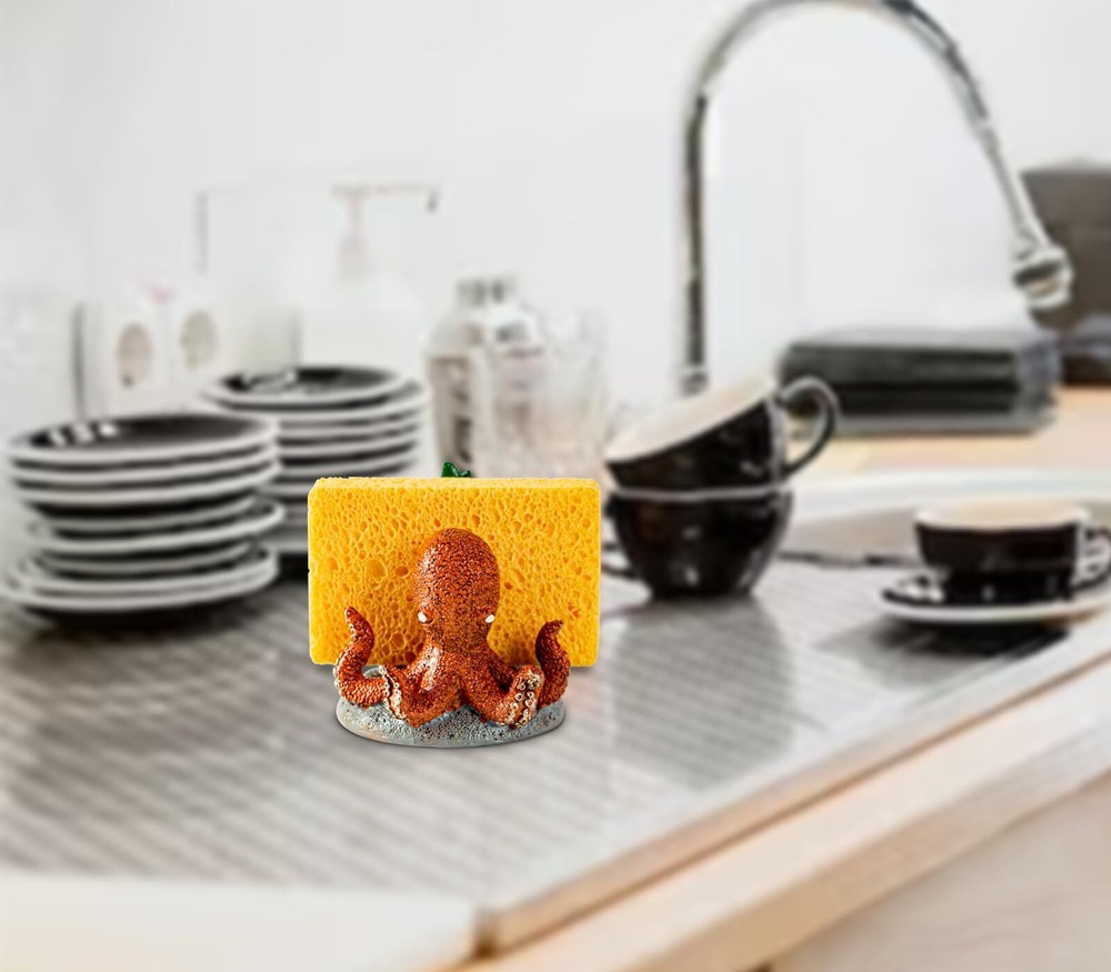 Octopus Sponge Holder For Kitchen Sink Sponge Holder Cute Kitchen Sponge Hold...