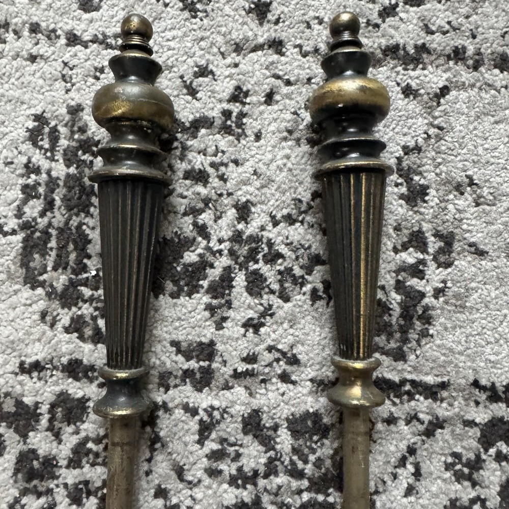 Vintage Brass 5 Pc Fireplace Tool Set