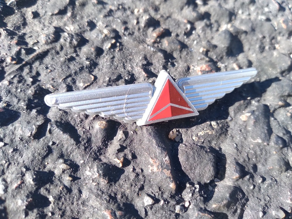 Delta Wings Brooch Pin Silver Red Triangle