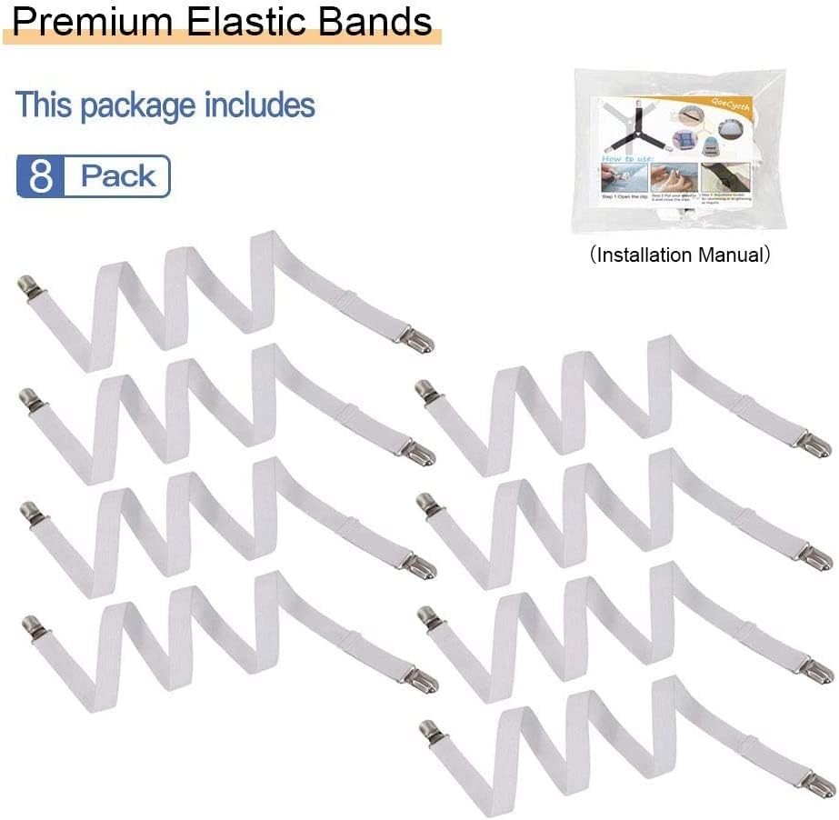 8Pcs Adjustable Bed Sheet Straps Clips, Elastic Mattress Sheet Fasteners Hold...