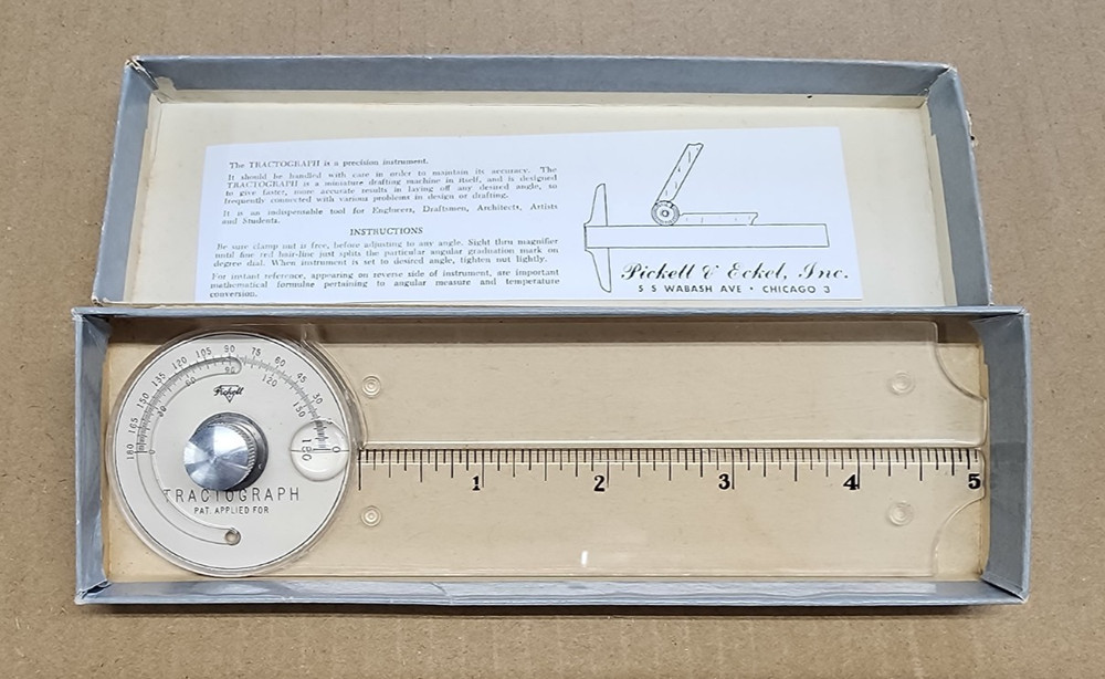 Vintage Pickett & Eckel Tractograph Adjustable Precision Angle Protractor