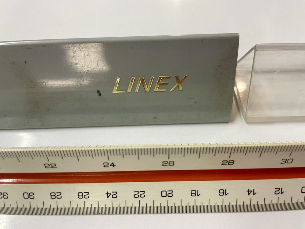 LINEX 301E TRIANGLE RULER IN CASE DENMARK ARCHITECT DRAFTING SURVEYING
