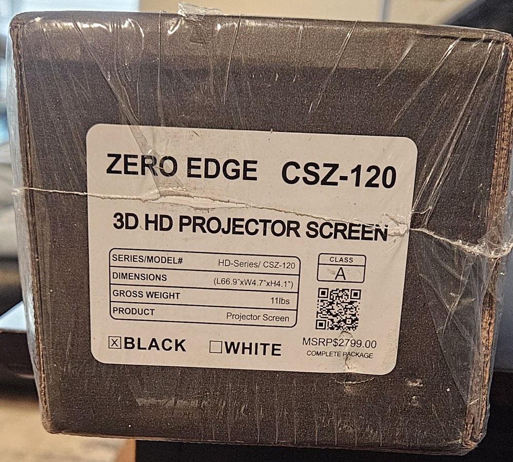 Zero Edge CSZ-120 Projector Screen 66.9 in Black White
