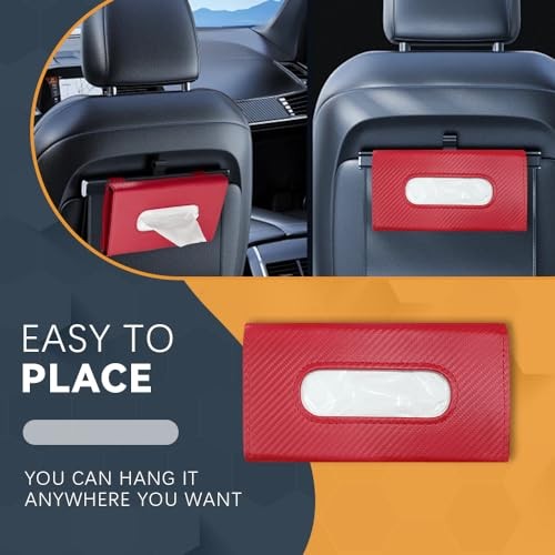 Car Tissue Holder, Sun Visor Organizer, Rectangular Sun Visor Napkin, Red