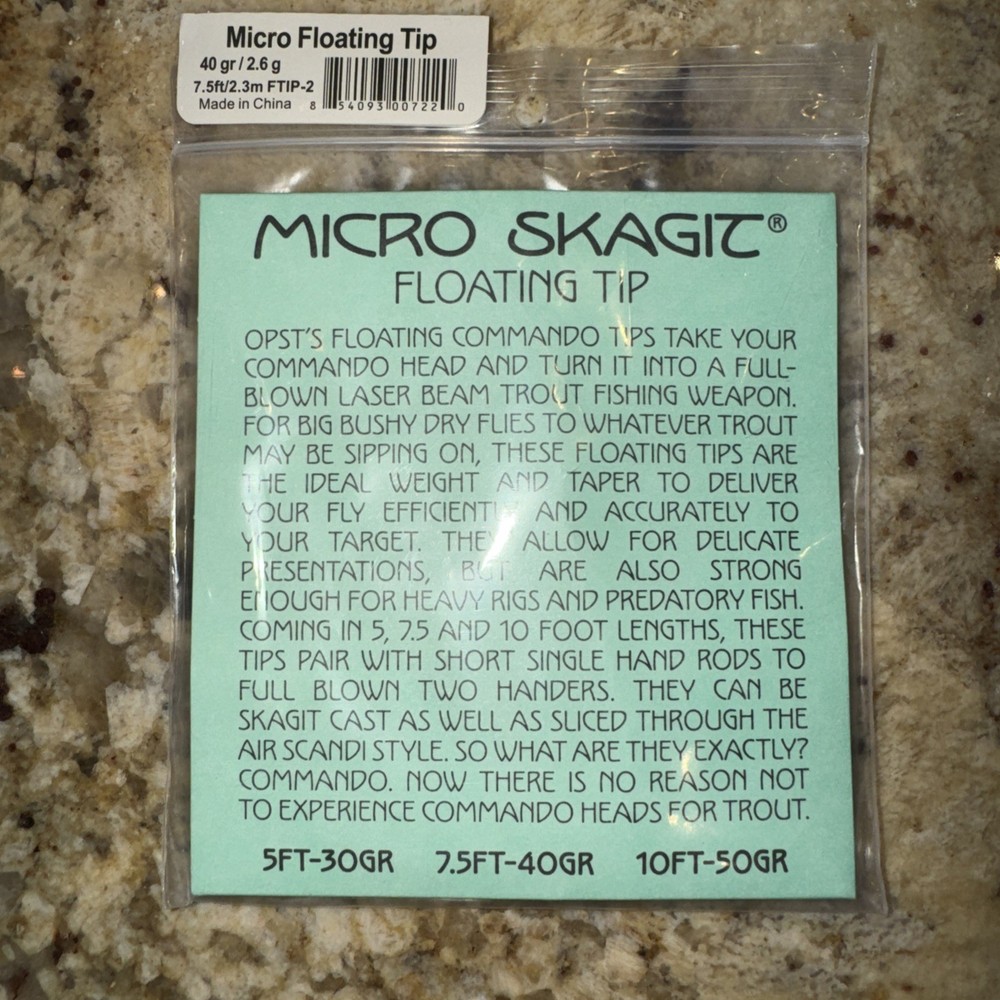 OPST Micro Skagit Commando Floating Tip - 7.5 Foot, 40 Grain - New