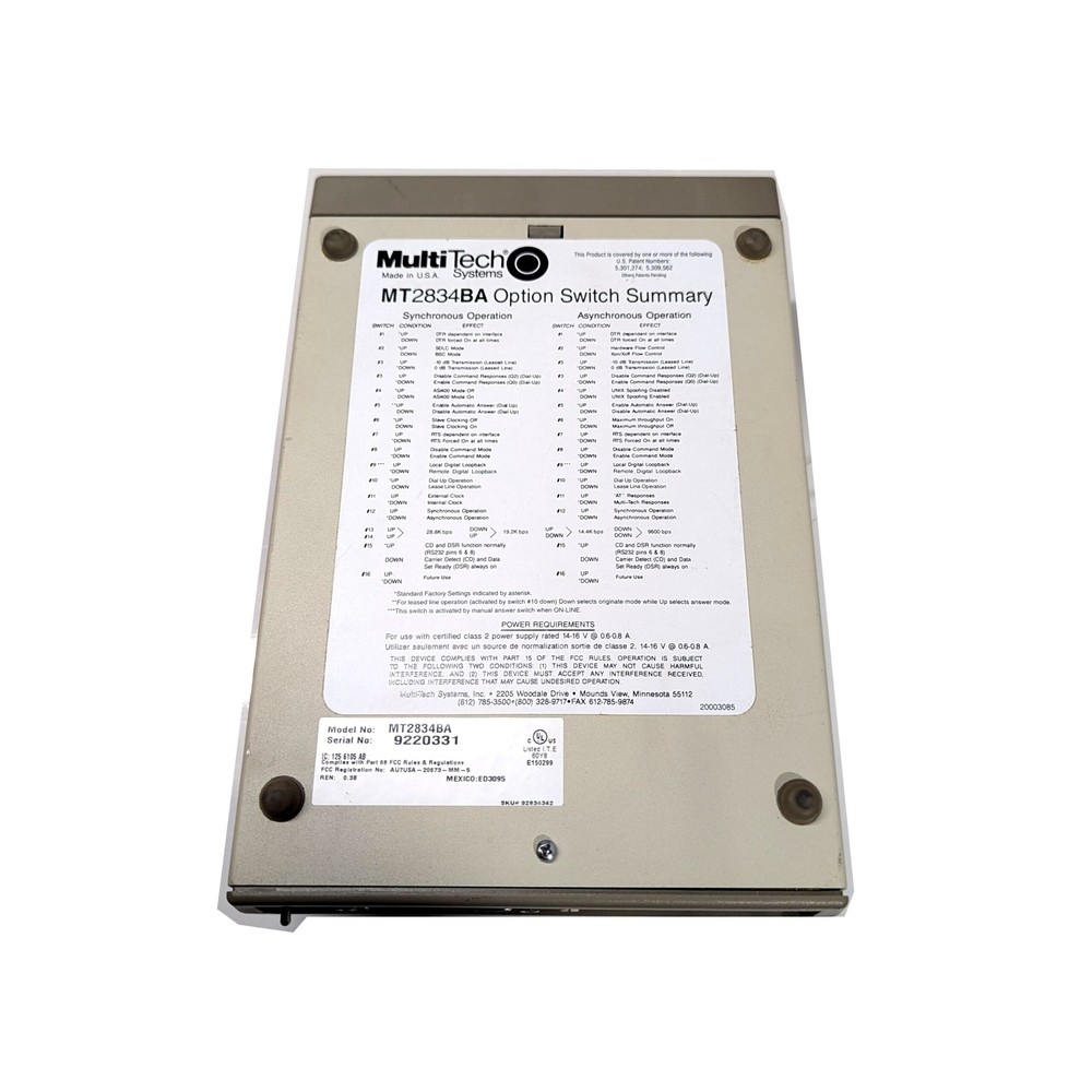 MultiTech Systems MT2834BA MultiModem II 33.6Kbps Intelligent Modem