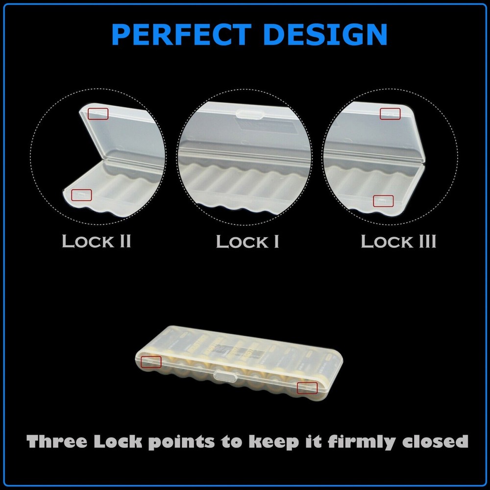 Battery Storage Case Holder Organizer Box For 10 AA AAA Batteries 4 Pack