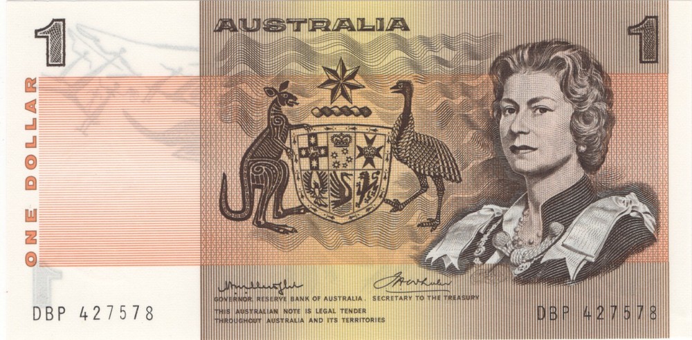 1976 Australia $ 1 One Dollar Thick DBP Test Note - R76bi - UNC - # 35008