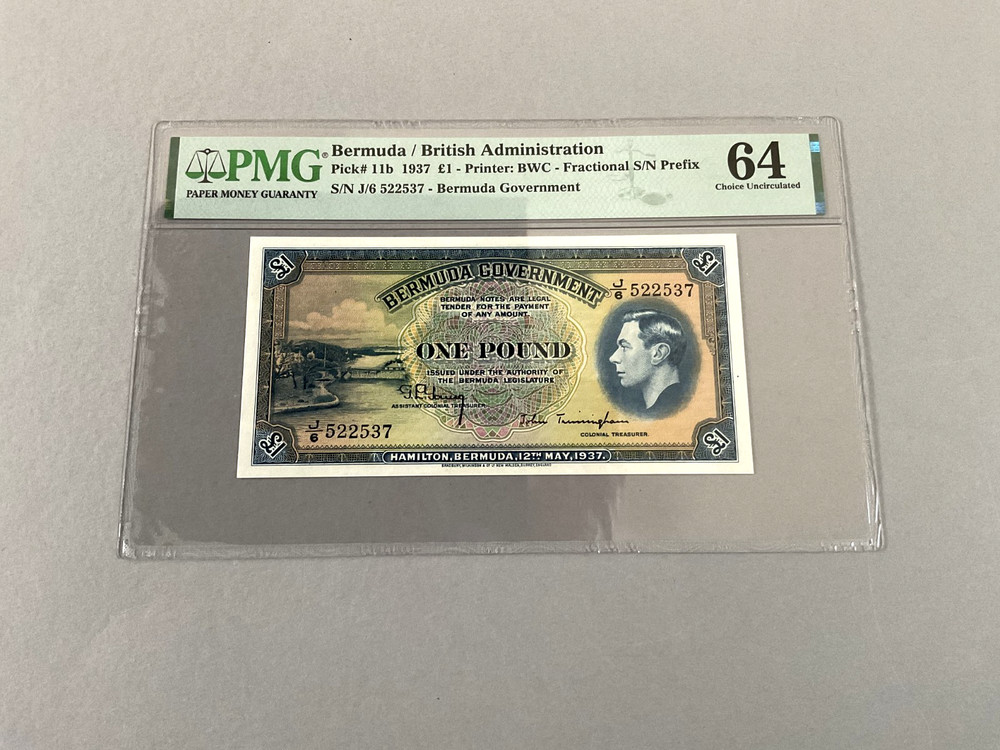 Bermuda 1 Pound P-11b 1937  PMG 64