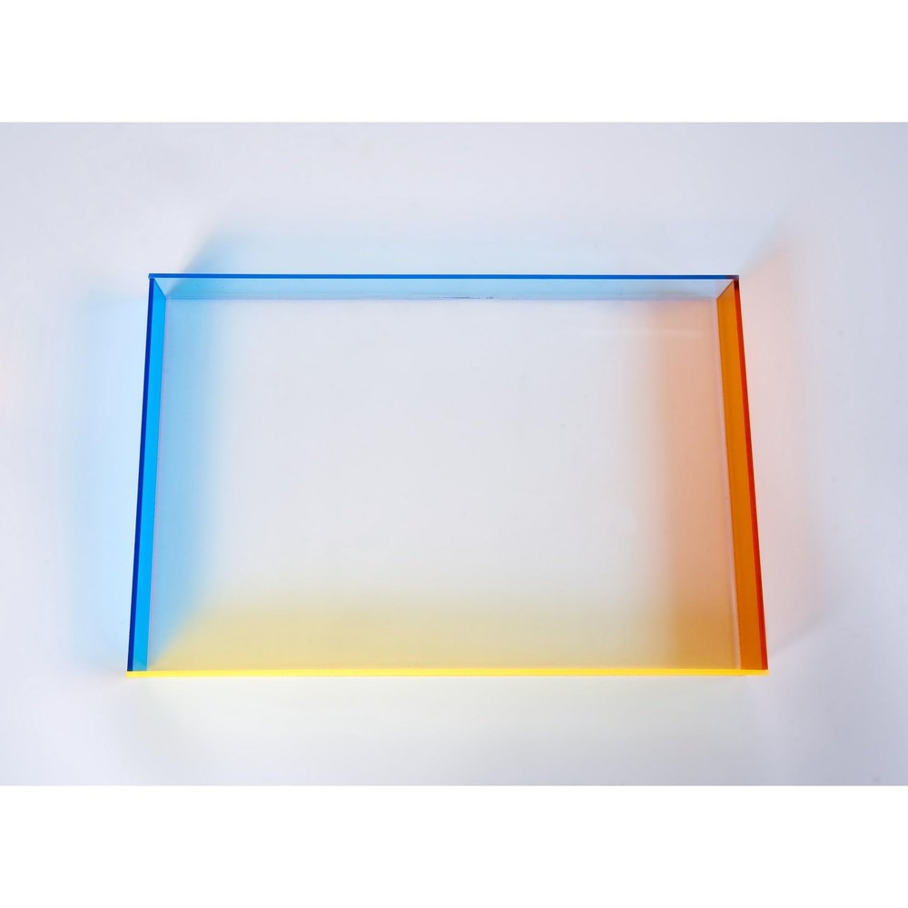 Acrylic Serving Tray,Blue, Yellow & Orange Gradient, Rectangular Colorful Dec...