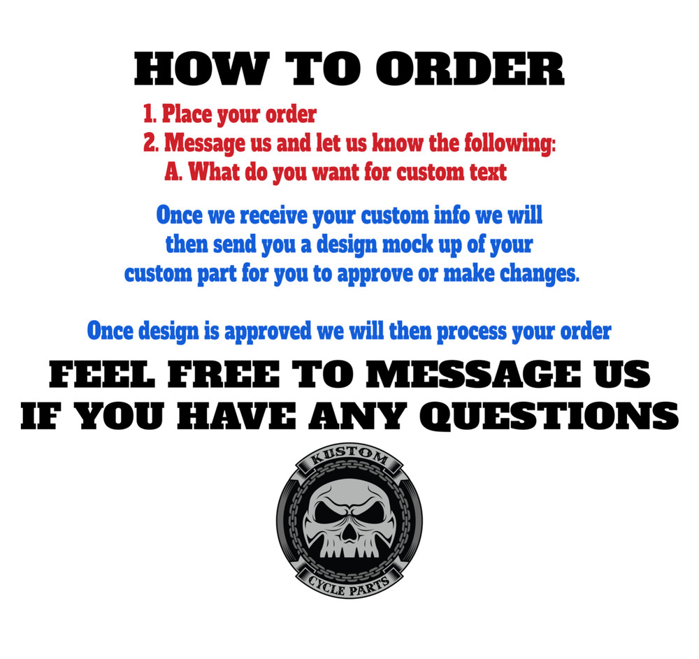 Custom Text Front Fork Reflector Inserts Fits Harley Davidson. Sold in Pairs