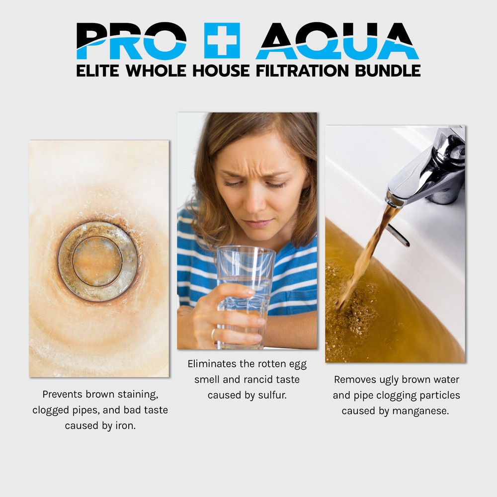 PRO+AQUA Elite Whole House Water Filter Softener Bundle with Reverse Osmosis Dri