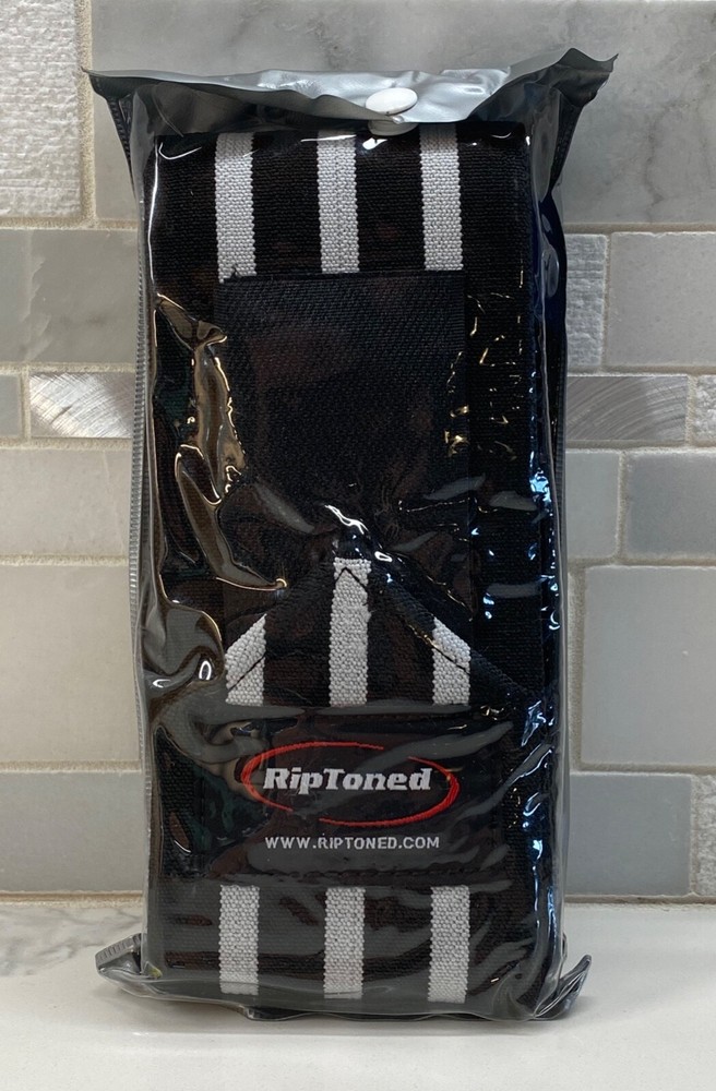 Rip Toned Wrist Wraps Black/White Professional Grade Stiff Version 1 Pair