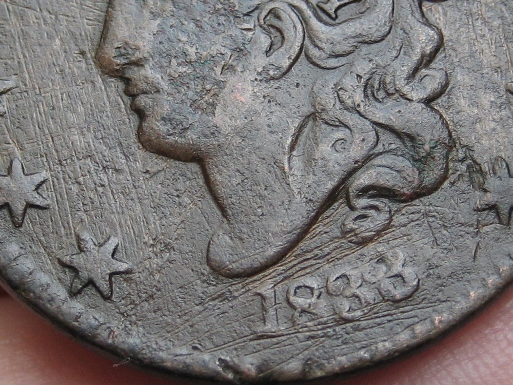 1833 Matron Head Large Cent Penny- VF/XF Details