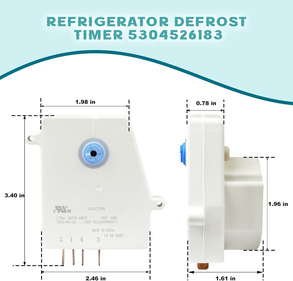 Exact Replacement 5304526183 Refrigerator Defrost Timer Control for Frigidaire