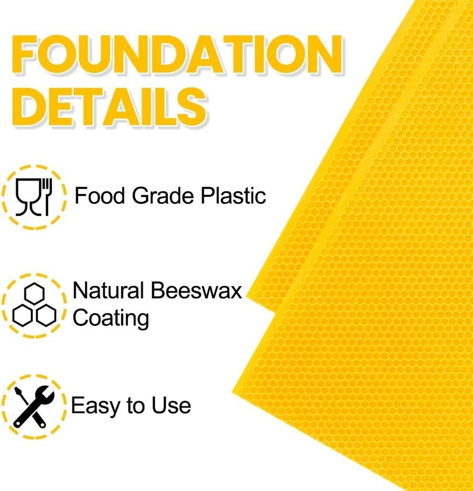 Durable 10-Pc Beehive Foundation Sheets with Beeswax Coating, Standard Deep Size