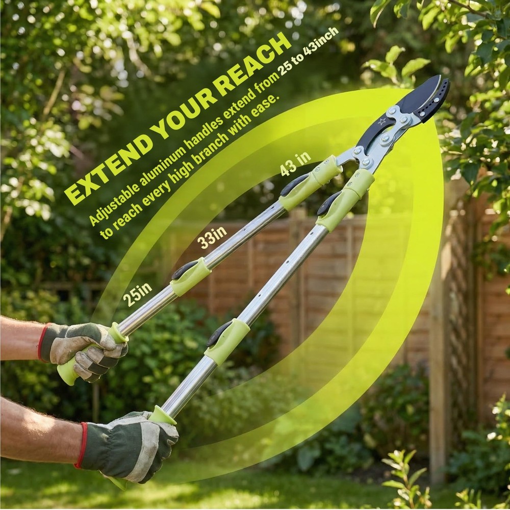 43-Inch Tree Trimmer, Heavy Duty Bypass Loppers for Tree Branches, Sharp Stee...