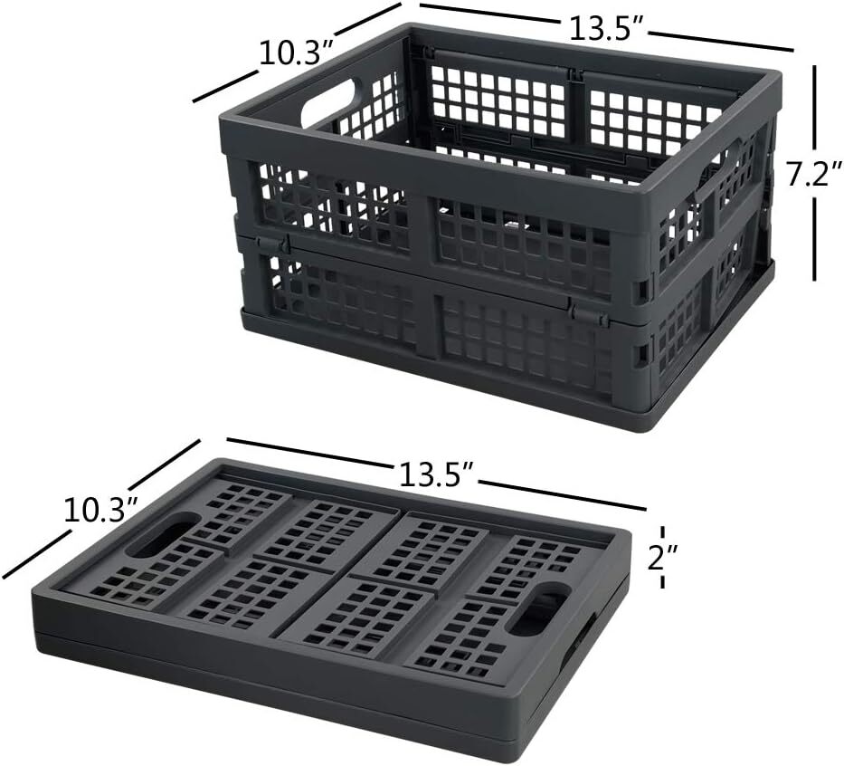 16 Liter Folding Plastic Containers, Grey Crate, 2 16 Quart, grey