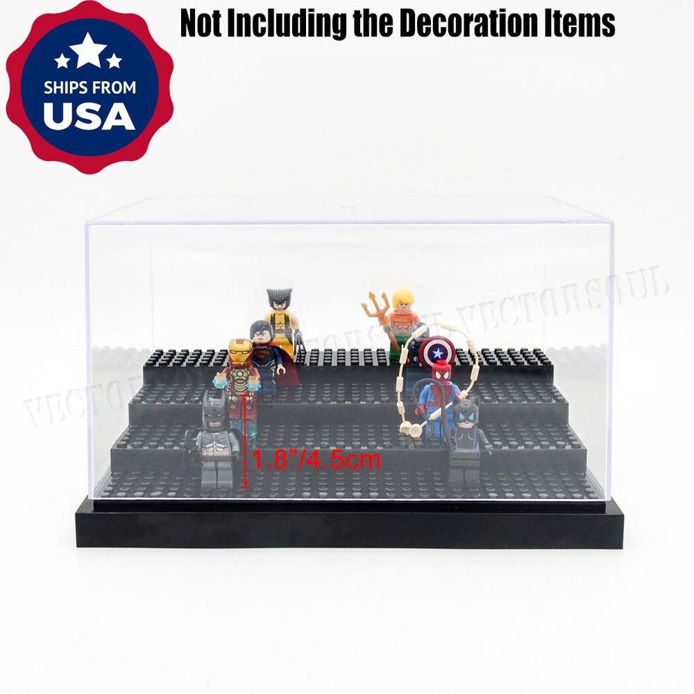 US Minifigure Acrylic Clear Display Case Box 4 Step Plastic Dustproof Stackable