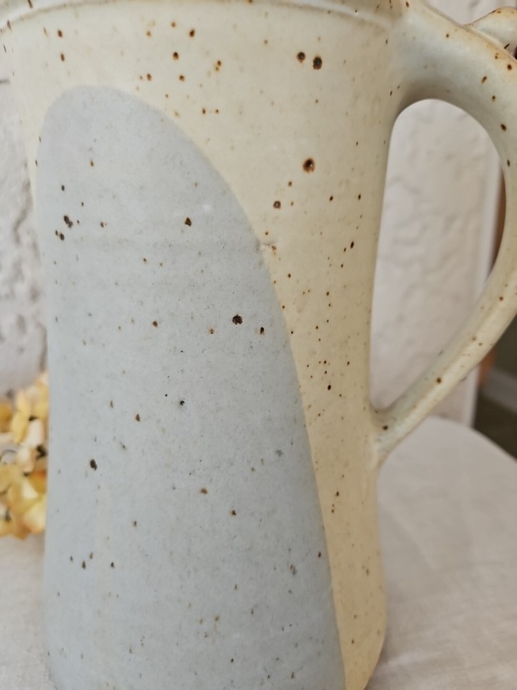 Pottery Pitcher Earth Tones Speckled Signed