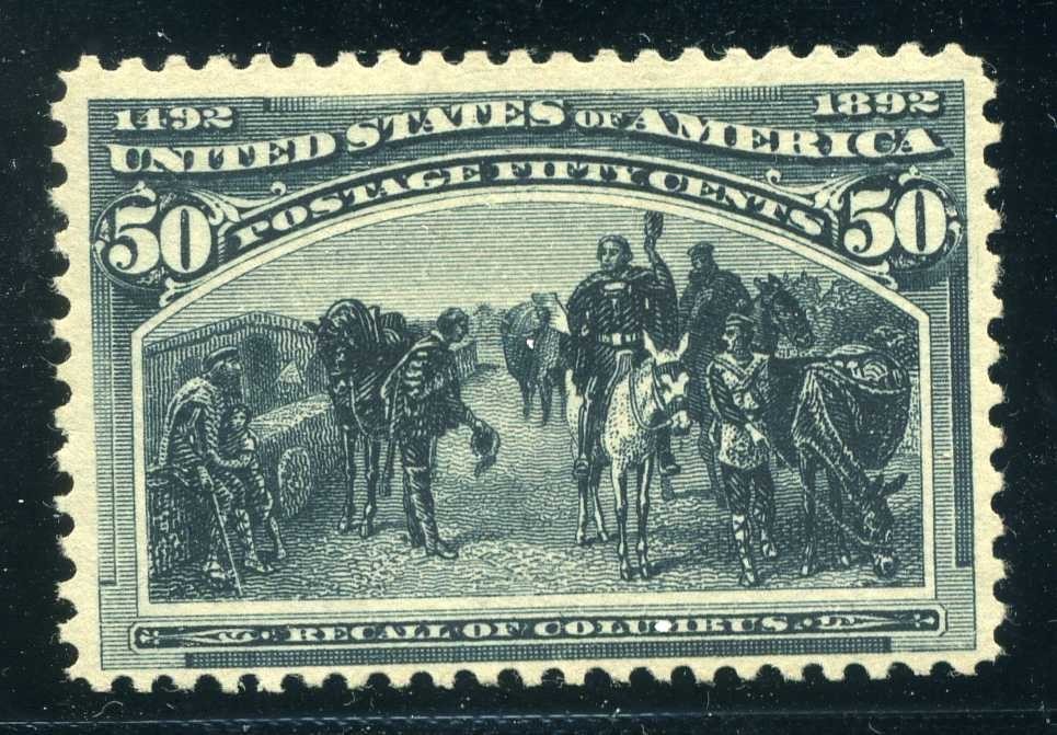 240, 50¢ Columbian, Mint LH, Scott $450