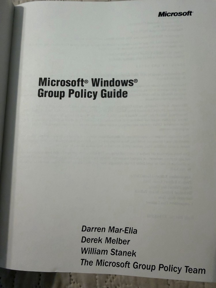 Microsoft® Windows® Group Policy Guide Paperback W/New CD Unopened Never Used