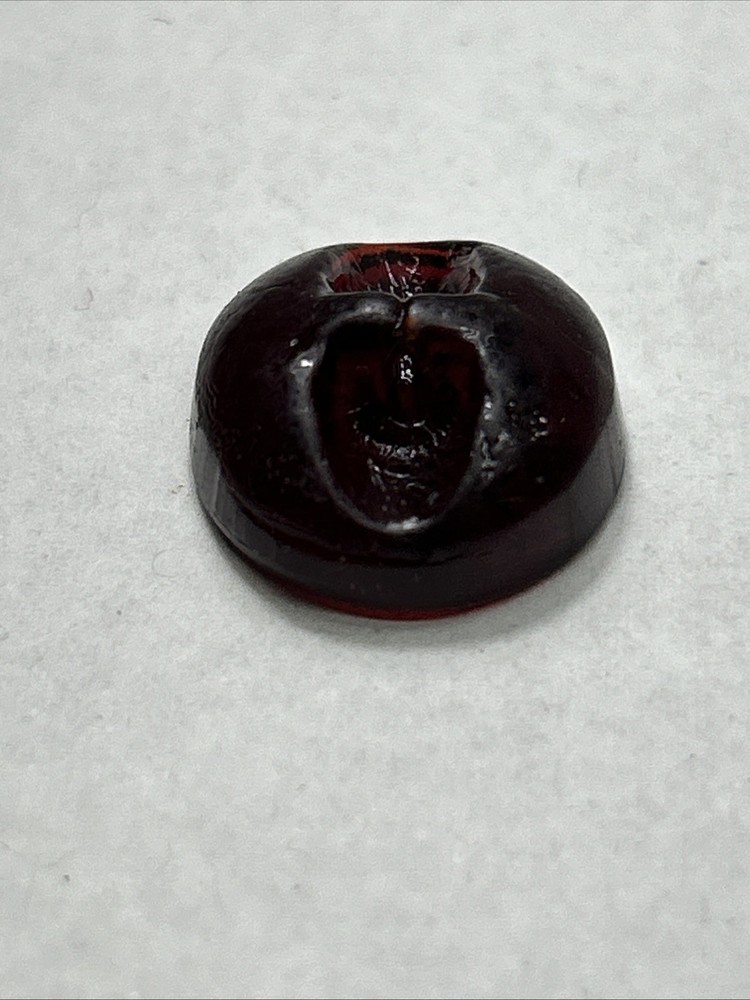 Victorian Czech Red Figural Glass Sewing Button Gilt Deer