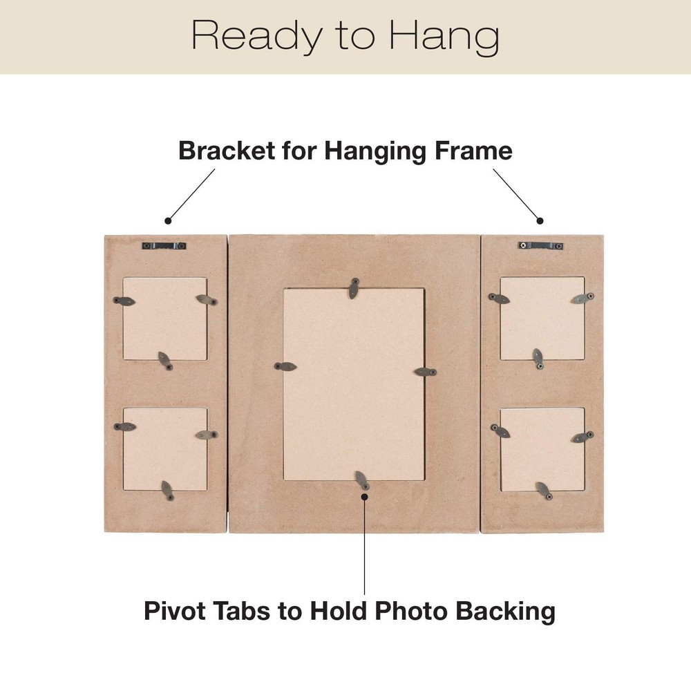 Rustic Distressed Wood Collage Picture Frames: Holds 5 Photos (Rustic)
