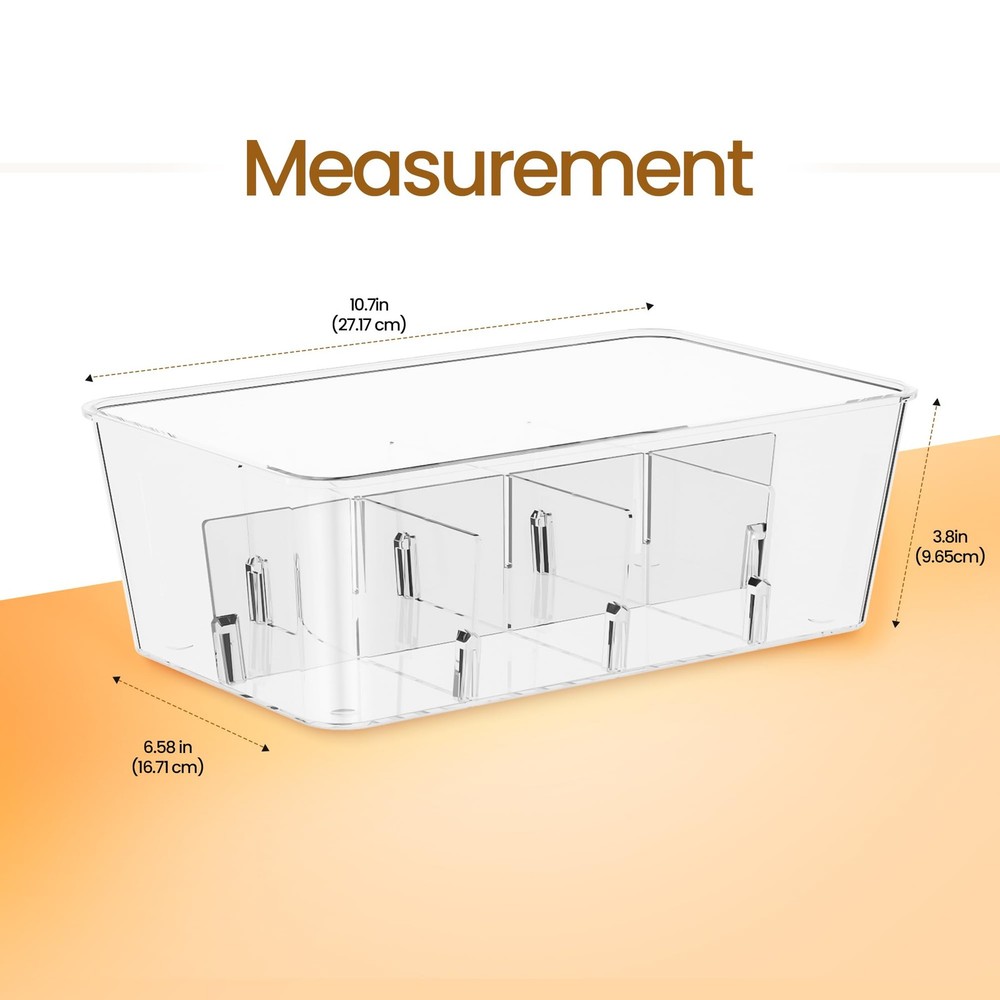 Tea Bag Organizer Set with Lids – 3 Pack Stackable Clear Plastic Storage Bins...