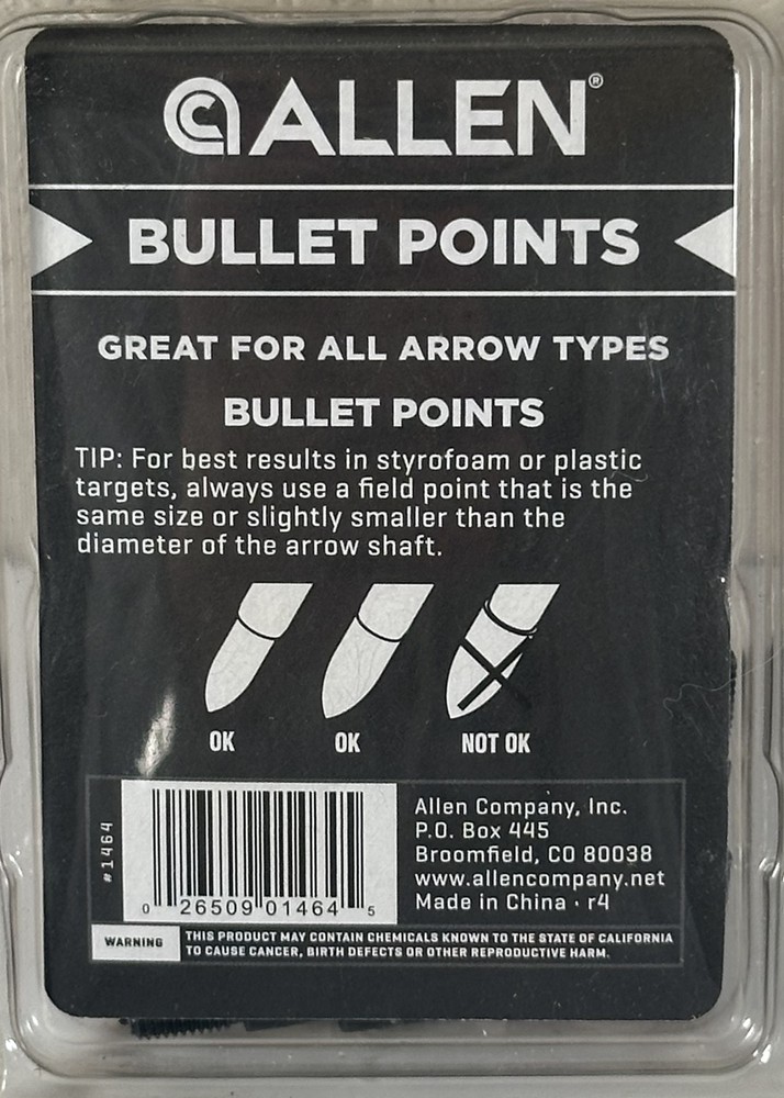 Allen 9/32” 100grain Target Points 5pk x 12 #1464