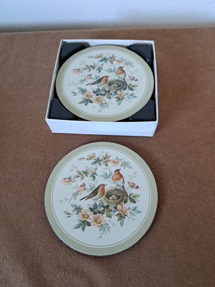 Vintage Robin's Nesting Coasters Acrylic Set