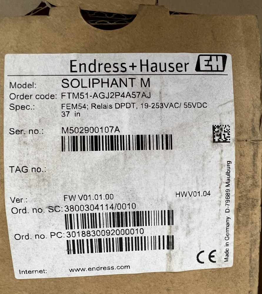 Endress+Hauser FTM51-AGJ2P4A57AJ, Soliphant M Level Switch, 37"
