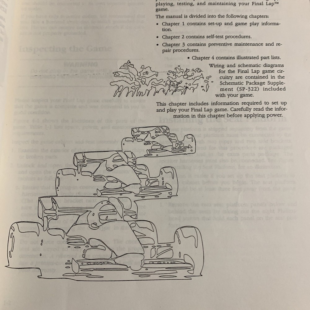 Original factory Atari Final Lap arcade Video game manual