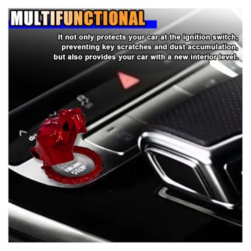 Bully Dog Car Push Start Button Cover - Zinc Alloy Engine Ignition Switch Red