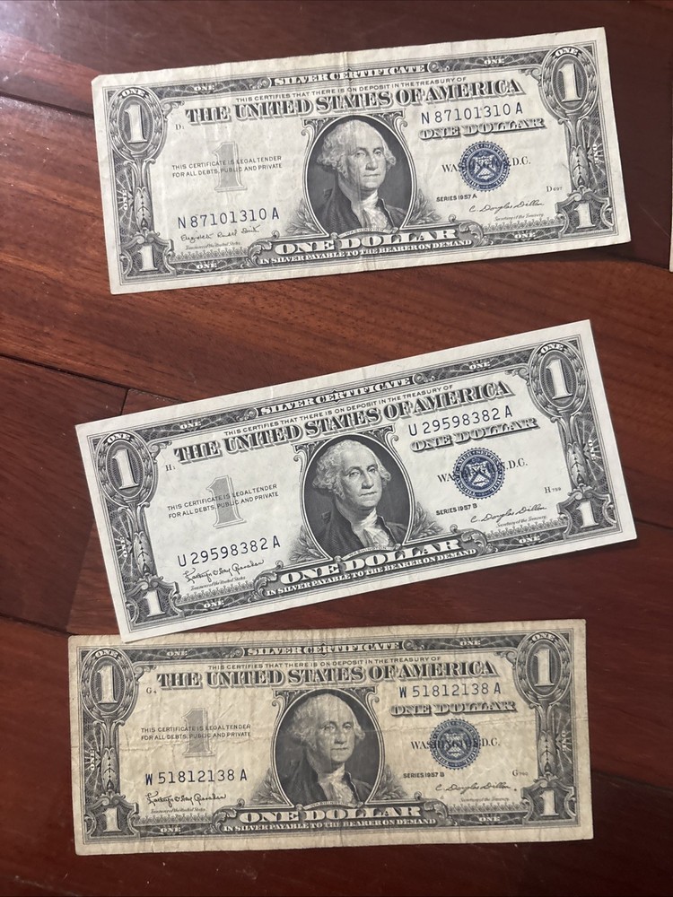 6 X Silver Certificate Dollar Bills $1 Dollar 1957