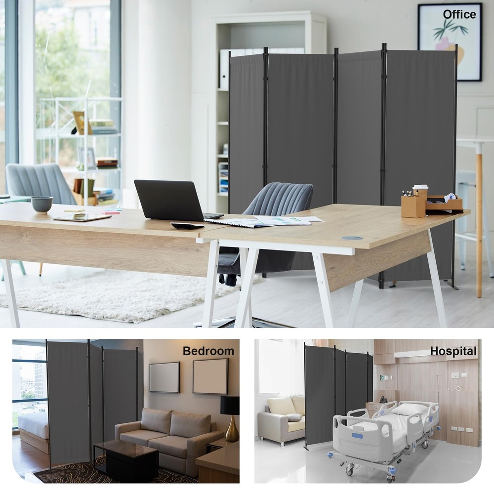 Room Divider, 4 Panel Folding Privacy Screen, 88” Portable Separating with 3 ...