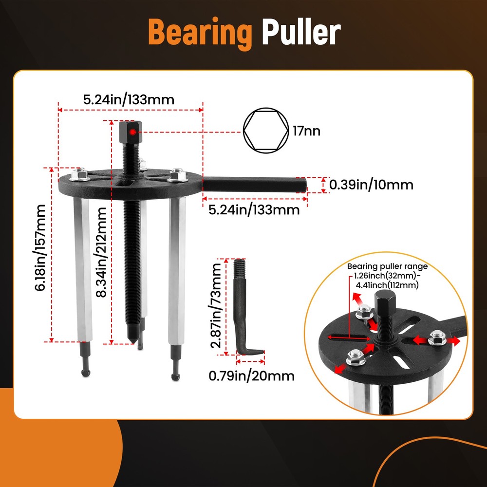 Bearing Disassembly Puller Inner Hole Puller Removal Tool Three-jaw Puller Set