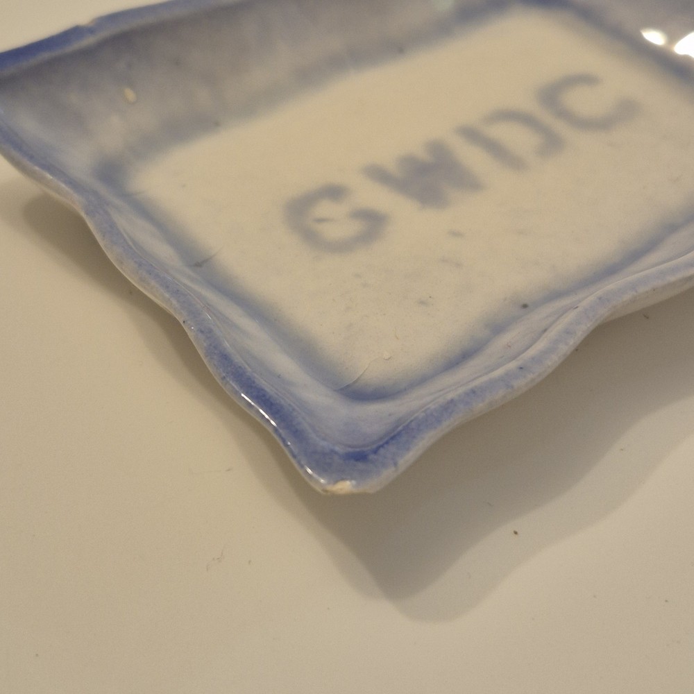 Ceramic Trinket dish "GWDC" Blue White