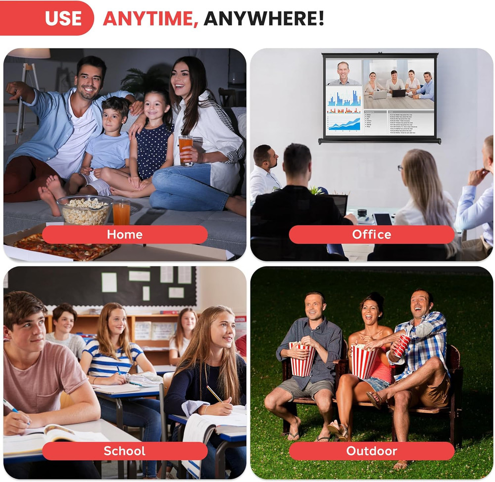 Portable Projector Screen - Mobile Projection Screen Stand, Lightweight Carry &