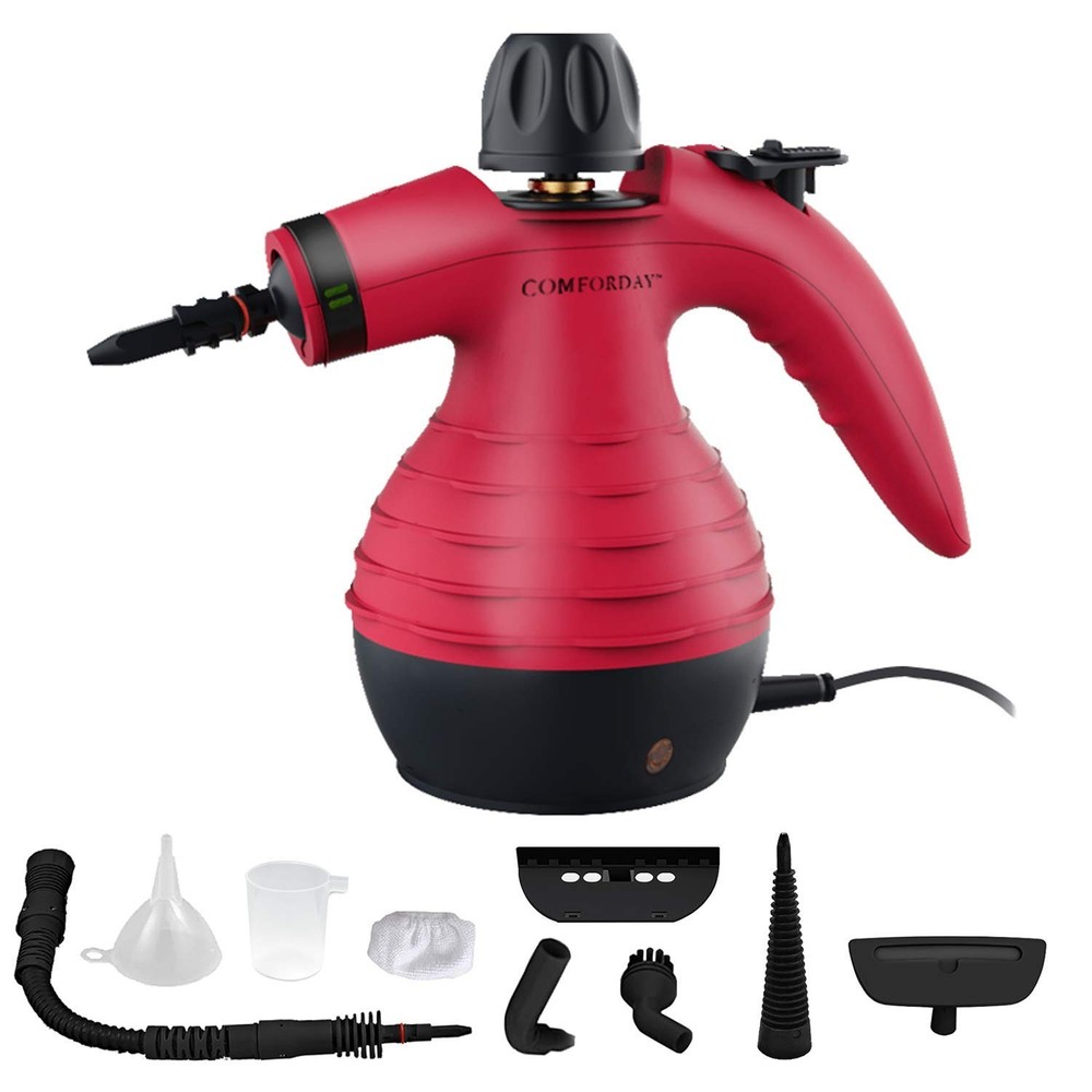 Handheld Pressurized Steam Cleaner - Multipurpose Steamer with 9-Piece Access...