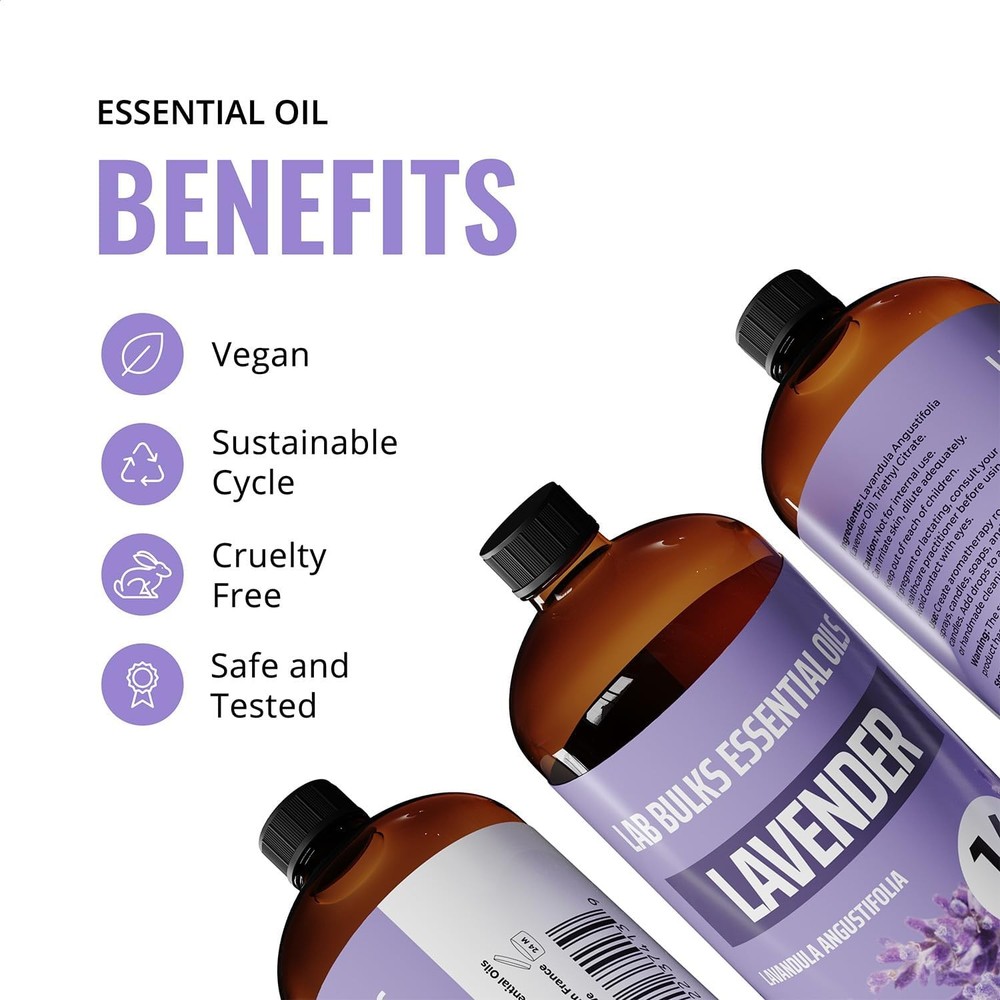 Lavender Essential Oil 16 oz Bottle for Diffusers, Candles, & Home