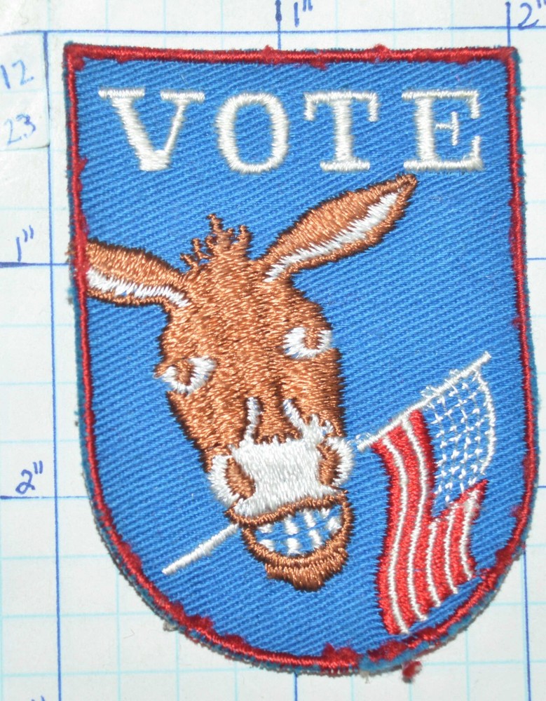 VOTE DONKEY WITH FLAG VOYAGER VINTAGE PATCH