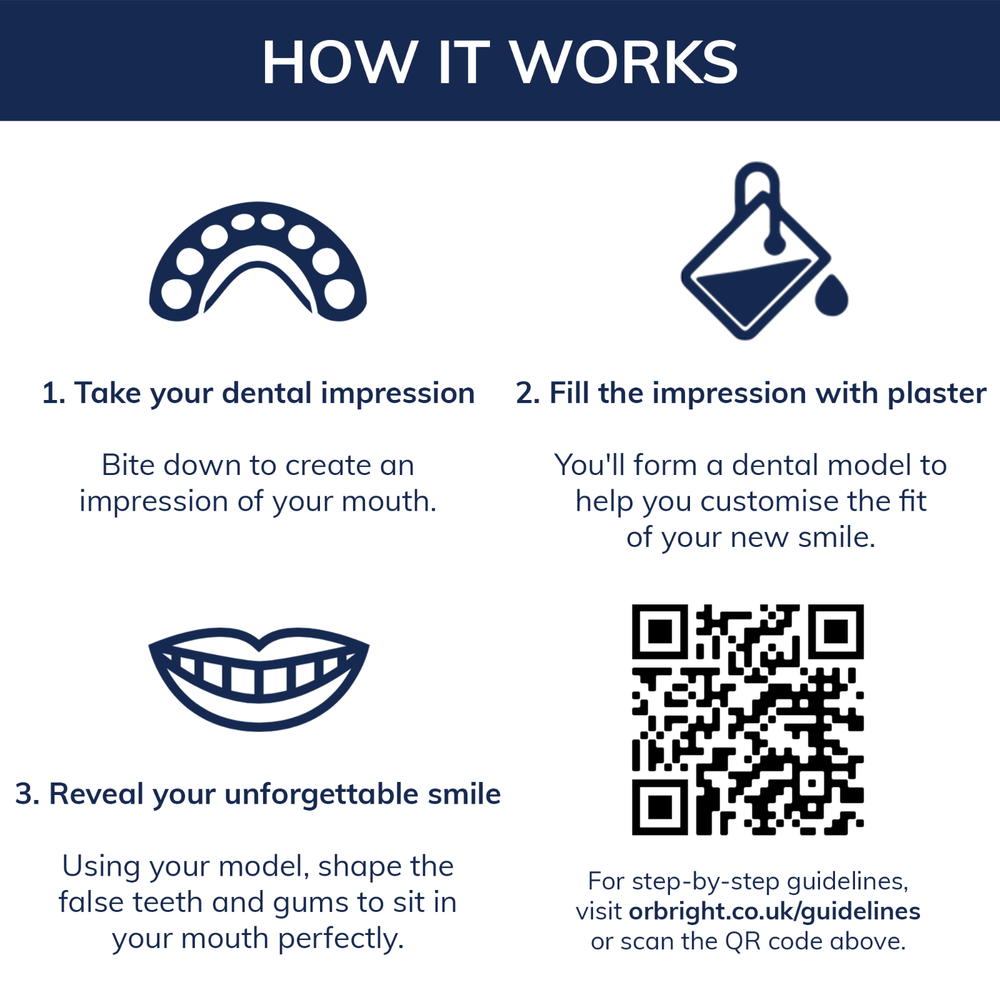 Premium DIY Denture Kit with Impression | Full Partial Flipper Upper Lower Teeth