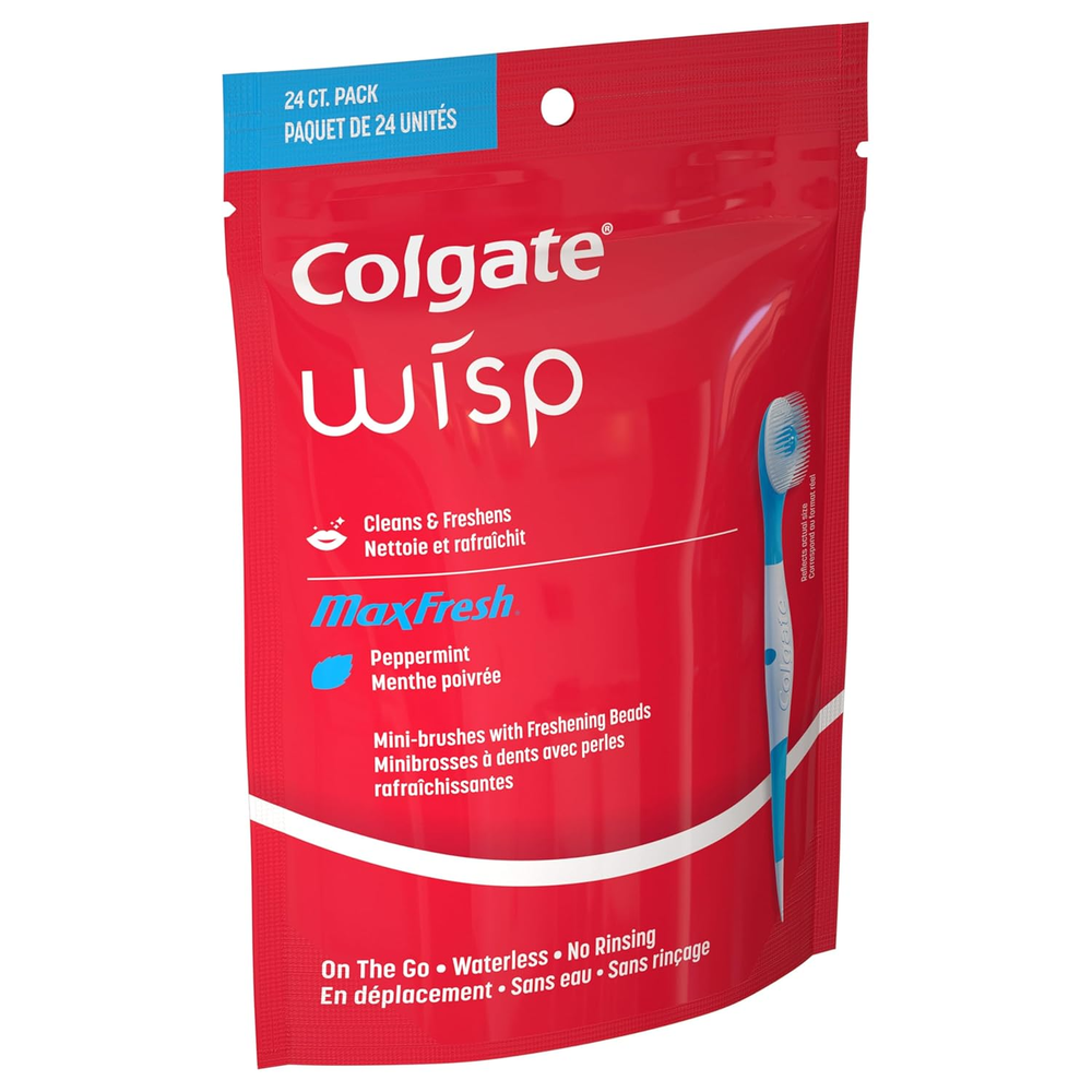 Colgate Max Fresh Wisp Travel Toothbrushes, Peppermint, 24 Count (4 Pack)