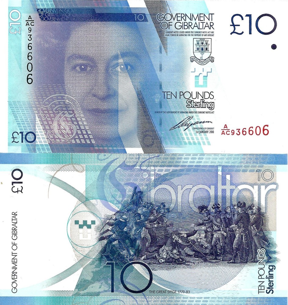Gibraltar 10 pounds 2010 P-36a UNC
